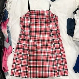 Urban Outfitters Pink Plaid Mini Dress